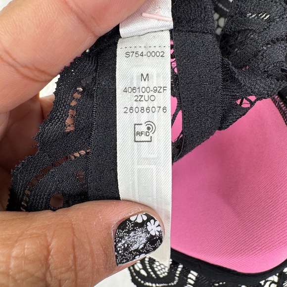 PINK Victoria's Secret Womens Black Lace High Neck Push Up Bralette Bra Size M - Picture 6 of 10